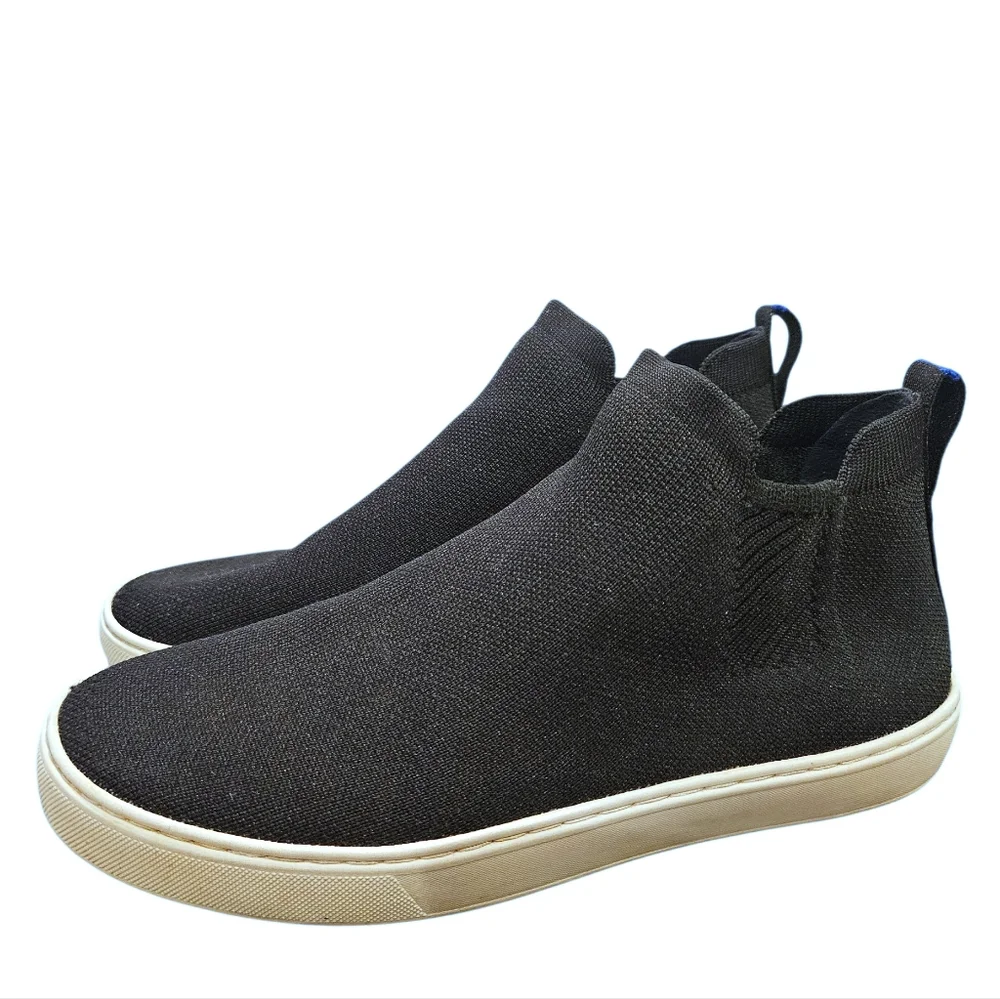 Rothys The Chelsea Sneaker Black Knit High Top Ankle Bootie Pull-On Shoe US W10
